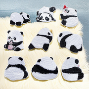 可爱卡通熊猫自粘刺绣贴儿童羽绒服免缝补丁贴书包手机壳装饰贴花