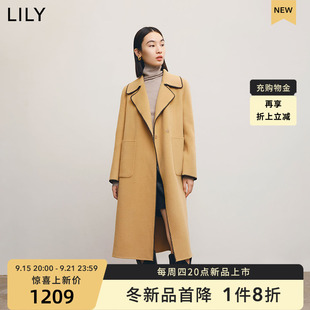 lily2022冬女装高级感舒适羊毛别致洋气，宽松长款毛呢大衣外套