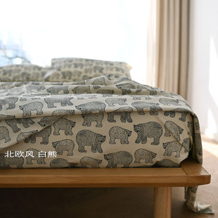 北欧风纯棉床单被套枕套，床品套件全棉四件套200*230150*200cm