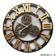 装饰墙贴时钟壁挂闹钟工厂复古齿轮挂钟圆形钟表