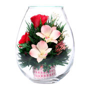 泰国进口永生花兰花装饰品玻璃罩鲜花情人节玫瑰花礼物摆件生日