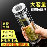 随身便携单层玻璃杯简约双层杯子定制小巧泡茶杯个人专用透明水杯