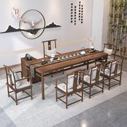 茶台实木茶桌新中式老榆木茶桌椅，组合一桌五椅功夫茶桌喝茶专用桌