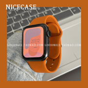 ins超火复古橙色软硅胶表带适用苹果iwatch8765代SE运动Ultra