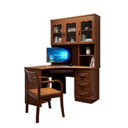 转角实木书桌书柜一体，家用写字台式电脑桌，书架书房家具套装组合