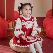 汉服女童冬装女孩中国风过年拜年服古装宝宝加厚套装儿童古风唐装