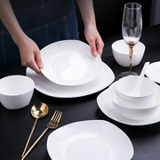 碗家用2023碗碟套装家用轻奢简约白色景德镇餐具套装陶瓷碗盘