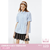午睡自制 短袖衬衫上衣女夏季学院风设计感纯棉甜美日系衬衣