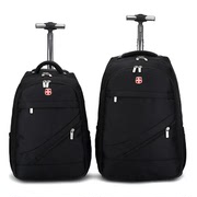 静音拉杆双肩背包男女中学生拉杆书包带轮子轻便大容量行李旅行包