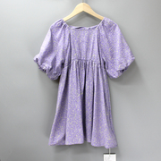 g布rui欧110-160夏品牌(夏品牌，)童装折扣，女童短袖纯棉漂亮连衣裙6102紫