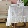 白色蕾丝圆餐桌布复古长方形北欧ins风家用镂空布艺台布茶几桌布