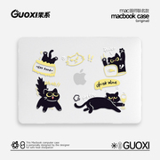 vision黑色猫咪透彩壳适用苹果macbookpro保护壳，2023款14寸macbook套air13笔记本mac电脑轻薄13.3透明保护套