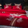 婚庆家纺床上四件套全棉，100支刺绣被套红色喜被床单纯棉结婚床品