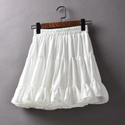 雪纺半身短裙2024夏季韩版高腰，防走光a型，纯色黑白蓬蓬蛋糕裙