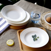 盘子只6装纯白陶瓷盘子，家用菜盘子圆形，饭盘汤盘深盘白色骨瓷盘子