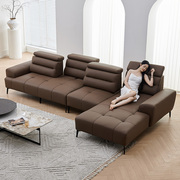 意式极简可移动靠背真皮沙发，客厅大户型，别墅设计师款棕色贵妃沙发
