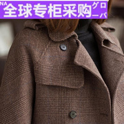 日本tv双面大衣女短款秋冬加厚复古格纹小个子毛呢外套
