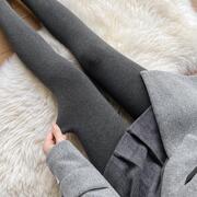 加绒加厚烟灰色连裤袜秋冬季保暖咖啡色打底裤袜女条纹显瘦黑丝袜