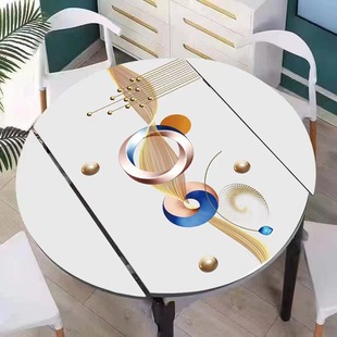 椭圆形桌垫可折叠圆桌桌布，防水防油耐高温加厚皮革，现代简约餐桌垫