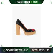 香港直邮潮奢redvalentino女士，嵌花漆皮防水台浅口鞋