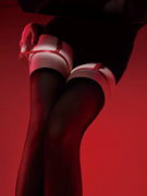 3D撞色绑带性感诱惑黑丝袜腿环吊带丝袜子女情调极光吊带袜