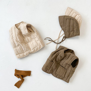 韩版婴儿马甲秋冬款外穿纯色，夹棉宝宝背心，棉服加厚保暖儿童棉外套