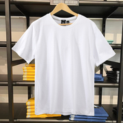 BOSS短袖T恤纯棉圆领刺绣纯色休闲修身男装230g重磅白T恤