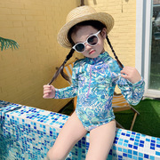 儿童泳衣a类夏季中小女童2-8岁小女孩长袖防晒连体游泳装速干