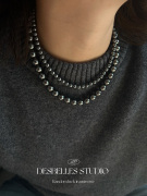 秋冬大溪地黑珍珠项链气质毛衣链法式轻奢精致百搭高级感时尚