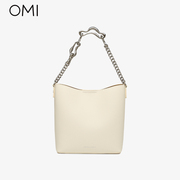 欧米omi女包2022夏季白色链条水桶包经典简约单肩斜挎手提包
