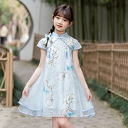 女童夏季连衣裙2023洋气中国风女孩汉服夏款旗袍裙时髦公主裙