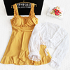 泳衣黄色2023大码遮肚显瘦温泉，连体裙式蕾丝两件套胖mm200斤