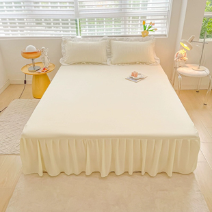四季通用纯棉床裙式床罩单件，全棉防尘保护套1.5米1.8床单床垫床笠