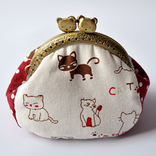零钱包女迷你可爱韩国小猫咪图案口金包小饰品，硬币零钱收纳包