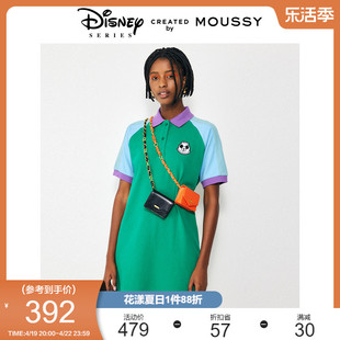 moussy夏季迪士尼合作款polo连衣裙，短裙女010gsm90-0120