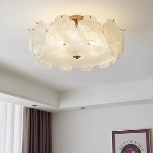 法式轻奢卧室吸顶灯现代简约创意四叶草玻璃浪漫主卧房间灯具