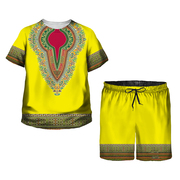 民族风印花男T恤短裤套装Ethnic Print Men's T-Shirt Shorts Set