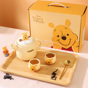维尼熊茶壶泡茶家用可爱下午茶，茶具套装过滤陶瓷泡茶壶茶水分离