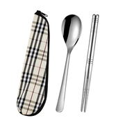 304便携筷子勺子套装一人，食儿童餐具三件套不锈钢单人学生收纳袋