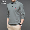 JEEP/吉普春秋季中青年男士长袖T恤有领时尚百搭纯色POLO衫上衣服