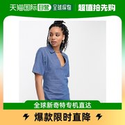 香港直邮潮奢 ASOS 女士设计牛仔迷你蓝色带领连衣裙(midwash)