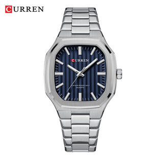 男表石英表表商务士创意，手表时尚钢带长curren卡瑞恩8458方形