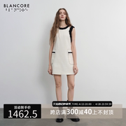 设计师品牌BLANCORE2024春季小香风撞色镂空背心连衣裙
