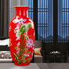 景德镇陶瓷器中国红富贵吉祥大花瓶，现代客厅落地装饰工艺品摆件