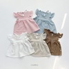 2023夏季韩国婴幼童装，可爱甜美飞袖女宝宝糖果，色短袖套装夏天