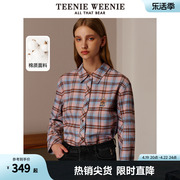 TeenieWeenie小熊春装季复古港风格纹衬衫长袖衬衣女式宽松小个子