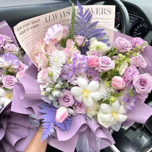 武汉鲜花店武汉市区送货上门配送到家生日礼物紫玫瑰花束