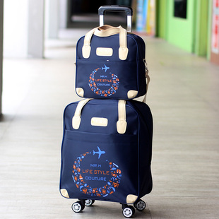 牛津布行李箱拉杆箱万向轮登机超轻子母旅行箱小女，20寸拉杆行李包