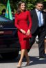 西班牙王妃同款连衣裙女春春长袖针织时尚，职业连衣裙显瘦ol红色