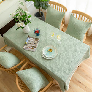 北欧风桌布布艺高级感长方形饭桌棉麻格子方桌网红餐桌布茶几台布